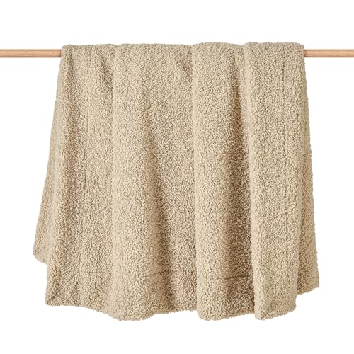 HiEnd Accents Teddy Cream 60x90 inch Boucle Throw Blanket - color: Cream, size: 60" x 90"