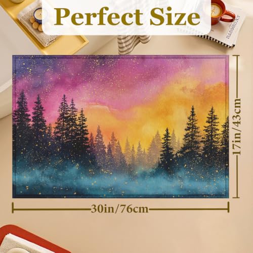 Colorful Foggy Forest Bath Mat Rug, Door Mat Doormat Entrance Non-Slip Bathroom Rugs for Entryway Bathroom Kitchen 17 x 30 Inch - color: Colorful Foggy Forest