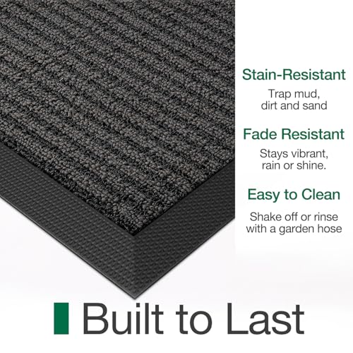 LUMI Outside Welcome Door Mat 32x47, Non-Slip Heavy Duty Dirt Trapper, Grey - color: Grey Gold Tree, size: 32"x47"