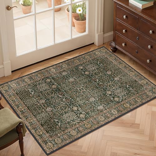 Bavni 2x3 Washable Rug, Non Slip Entryway Mat, Dark Green Brown - color: Dark Green Brown, size: 2' x 3' (Rectangular)