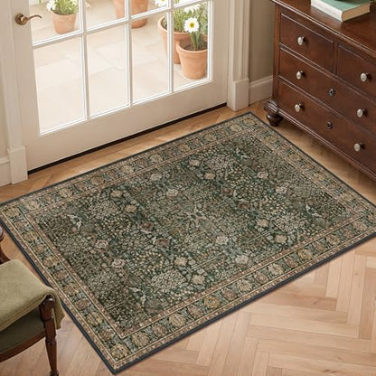 Bavni 2x3 Washable Rug, Non Slip Entryway Mat, Dark Green Brown - color: Dark Green Brown, size: 2' x 3' (Rectangular)