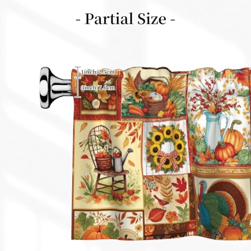 Thanksgiving Turkey Valances for Windows Rod Pocket Curtain Valance 1 Panel Short Curtains for Kitchen Bathroom Living Room Bedroom Window Treatments - color: Thanksgiving