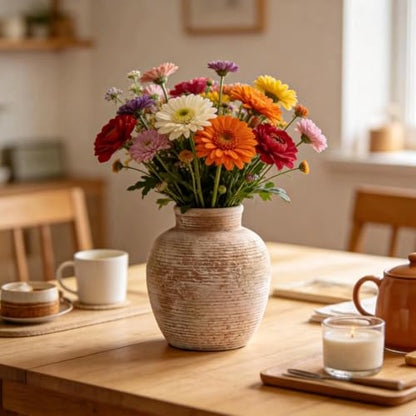 6-Inch Ceramic Flower Vase Home Decor Farmhouse Table Brown Vases