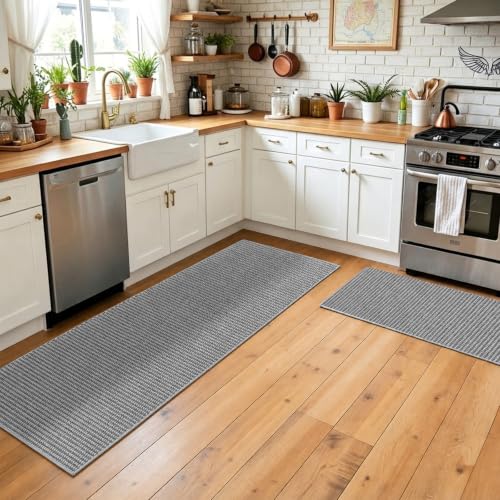Faux Jute Rug Runner 2'x10', Washable & Non-Slip, Grey & White - color: Grey & White, size: 2' x 10' (Rectangular)