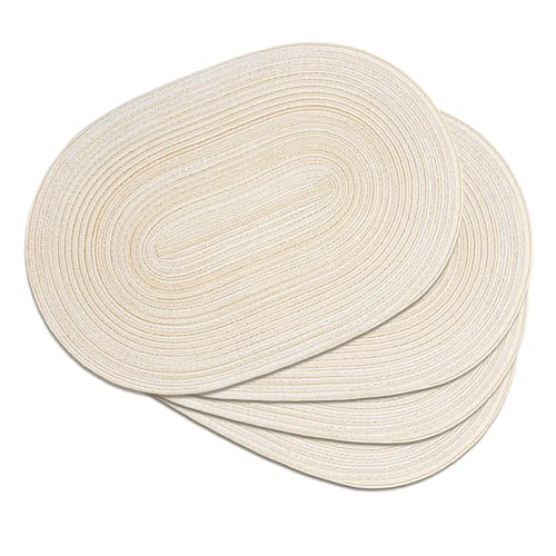 Placemats Set of 4, Woven Oval Braided Dining Table Mats(Beige) - color: Beige, size: 4 pcs