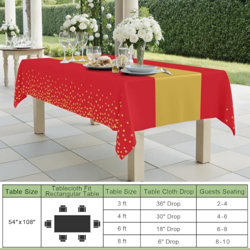Smiry Disposable Rectangle Plastic 54 x 108 Inch Table Cloth 3 Pack - color: Gold and Red