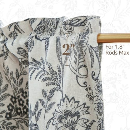 jinchan Linen Valance Curtain Farmhouse 16 Inch 1 Panel Black on Beige - color: Forest | Black, size: 50"W x 16"L (Pack of 1)