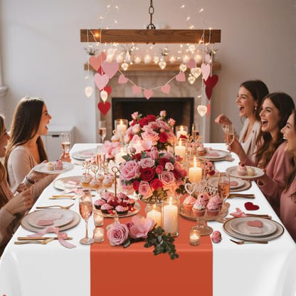 Smiry Disposable Rectangle Plastic 54 x 108 Inch Table Cloth 3 Pack - color: White and Terracotta