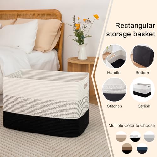OIAHOMY Blanket Basket Laundry Basket Dog Toy Basket 108L Gradient Black - color: Gradient Black, size: 25”x16”x16”