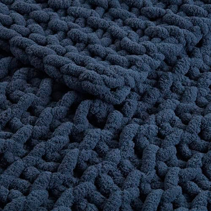 Madison Park Chenille Chunky Knit Throw Blanket, 50 x 60, Navy Blue - color: Navy Blue