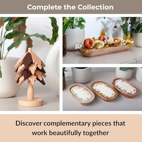 17.5” Handcrafted Wooden Dough Bowl – Artisan Paulownia Wood Centerpiece | Luxury Rustic Home Décor | Elegant Catchall Beautiful Gift