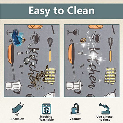 Carvapet 2 Piece Doormat Runner Set Grey Washable Microfiber Mats - color: Grey