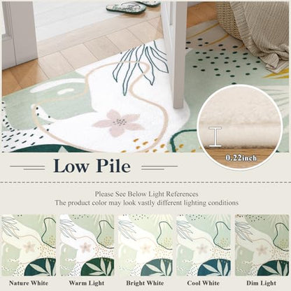 Lahome Green Runner Rugs for Hallway 2x10, Extra Long Washable Non-Slip Kitchen Rug Lightweight Stair Carpet Runner, Boho Botanical Print Soft Entrance Bath Laundry Living Room 2' x 10' - color: Green, size: 2' x 10' Runner