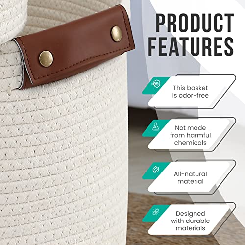 3 Pack Woven Cotton Rope Storage Basket, 15x10x9, Cream - color: Cream