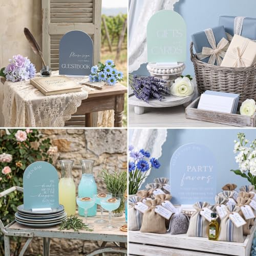 Weysat 4 Pcs Dusty Blue Acrylic Wedding Signs for Ceremony Reception - color: Dusty Blue