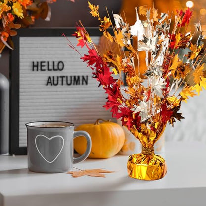 18 Pcs Fall Maple Leaves Centerpiece Metallic Foil Spray, Modern, Modern - color: Modern