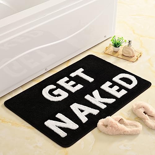 QJHOMO Get Naked Bath Mat Black and White Cute Bathroom Rug, 24" x 36" - color: Black and White, size: 2' x 3' (Rectangular)