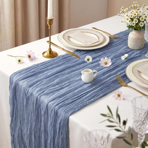 10 Pack Dusty Blue Cheesecloth Table Runner 17 x 108 Inch - color: Dusty Blue, size: 10Pcs - 9 Ft
