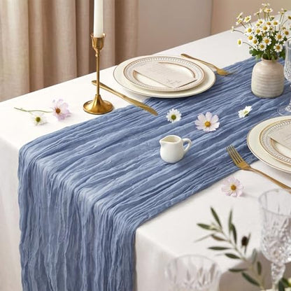 10 Pack Dusty Blue Cheesecloth Table Runner 17 x 108 Inch - color: Dusty Blue, size: 10Pcs - 9 Ft