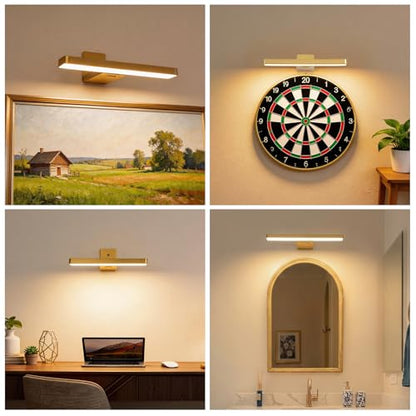 Battery Operated Picture Lights for Wall , 2 Pack Gold 3CCT Dimmable Light - color: Gold-3CCT