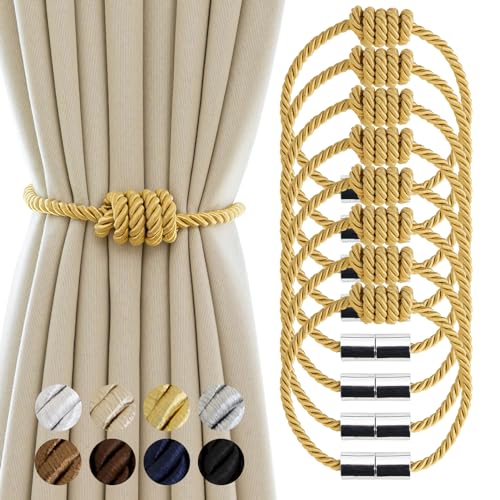 Curtain Tiebacks Magnetic Decorative Rope Tie Backs Holdbacks Contoeey - color: Gold