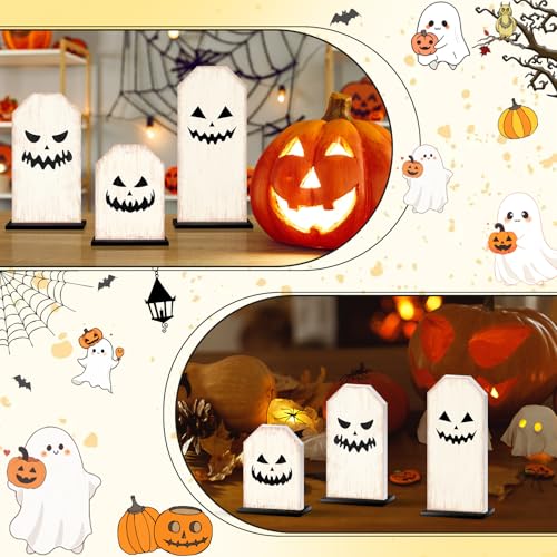 Britimes Ghost Tray Decor Sign, 3 Pack, Wooden, Tabletop Centerpieces - style: White Halloween