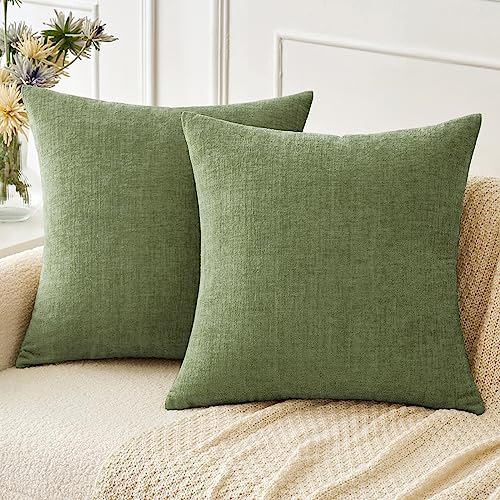 MIULEE Soft Chenille Throw Pillow Covers Sage Green 16x16 Inch Pack of 2 - color: Sage Green, size: 16" x 16" (Pack of 2)