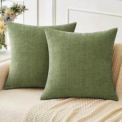 MIULEE Soft Chenille Throw Pillow Covers Sage Green 16x16 Inch Pack of 2 - color: Sage Green, size: 16" x 16" (Pack of 2)