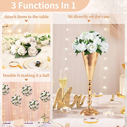 NUPTIO White Flower Centerpieces for Wedding Tables, Artificial Flower Ball - color: White, size: 2 Pcs