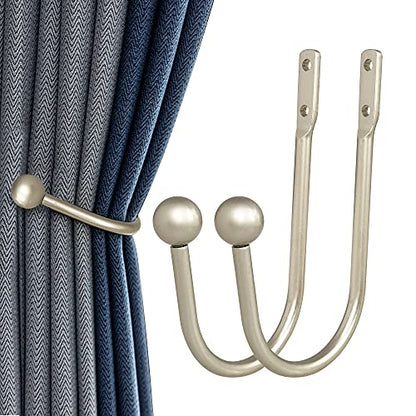 Curtain Holdback, 2 Pcs Wall Mounted Drapery Tiebacks with Screws, Silver - color: 2 Pcs, Silver