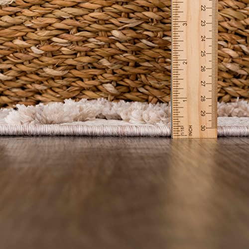 Hauteloom Hive Farmhouse Living Room Bedroom Modern Moroccan Trellis Runner Rug - Soft Shaggy High Low Carpet - High Pile - Bohemian, Boho - Gray, Brown, Beige, Cream - 2'7" x 7'3" - color: Cream, Beige, Light Gray / Malilinao, size: 2'8" x 7'3" (Runner)