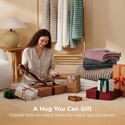 Bedsure Extra Soft Large Fleece Blanket for Bed Off White 120"x120" - color: Off White, size: Large