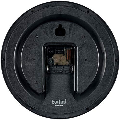 Bernhard Products Black Wall Clock Silent Non Ticking 12 Inch Quality Quartz Battery Operated Round Easy to Read Home/Office/Kitchen/Classroom/School Clocks - size: 12 Inch