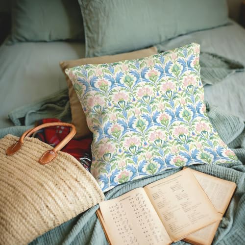 Grandmillennial Pink Blue Green Pillow Covers 18x18 Set of 2 - color: Blue Pink and Green-8, size: 18" x 18" (Pack of 1)