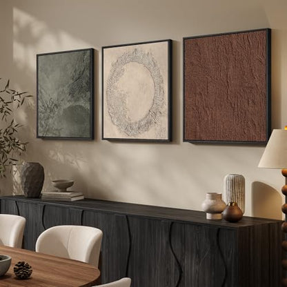 Large Framed Neutral Abstract Wall Art for Living Room, 3 Piece 24x24 Inch - color: Earth Tones, size: 24x24" (3 Pieces)
