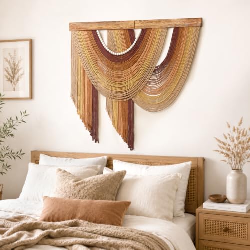 MEIVINES Large Macrame Wall Hanging Boho Tapestry Macrame Wall Art Decor - color: Brown