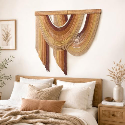 MEIVINES Large Macrame Wall Hanging Boho Tapestry Macrame Wall Art Decor - color: Brown