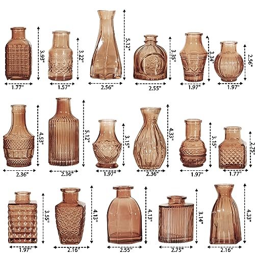 Glass Bud Vase Set of 32 Pcs, Small Glass Vases for Flowers - color: Amber