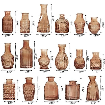 Glass Bud Vase Set of 32 Pcs, Small Glass Vases for Flowers - color: Amber