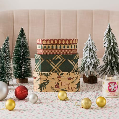 Soul & Lane - Vintage Christmas Nesting Gift Boxes with Lids, Set of 3 - color: Holiday Heritage