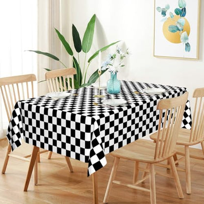 Mulbozy 2 Pcs Checkered Tablecloth, Black and White Checkered Table Cloth - color: Checkered-black White, size: 54" X 108" Rectangle