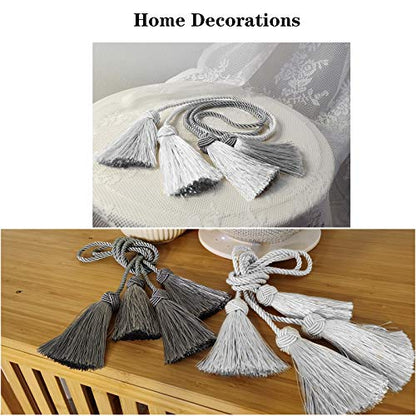 Elegant Tassel Curtain Tiebacks Rope Curtain Tie Backs for Windows Porlau - color: White