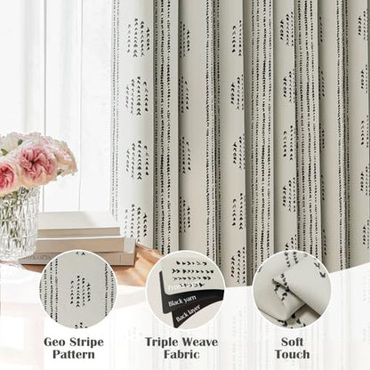 100% Blackout Black Boho Curtains, 63 Inches, 2 Panels for Bedroom - color: Black, size: 52"W x 63"L (Pack of 2)