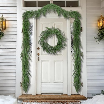 4 Pcs Christmas Norfolk Pine Garland, 6 Ft Dense Norfolk Pine Garland, Artificial Pines Greenery Garlands for Christmas Holiday Mantle Fireplace Table Home Decor - size: 4 Pcs