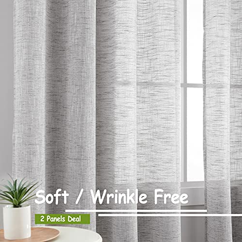 Grey Semi Sheer Curtains for Bedroom Living Room 52x63inch Grommet Top 2pk - color: Soft Grey - Grommet Top, size: 52"W x 63"L (Pack of 2)