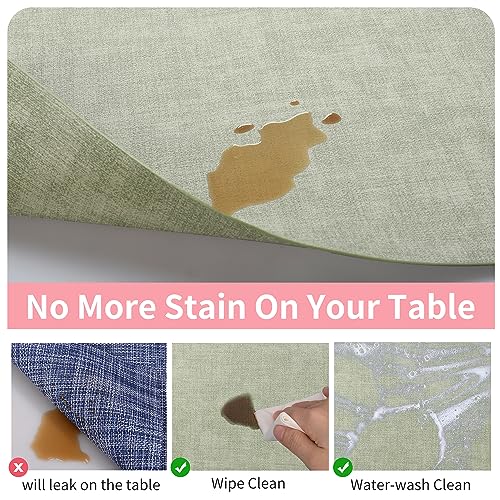 Maxpearl Faux Leather Placemats Set of 6, Easy to Clean, Light Green - color: Light Green