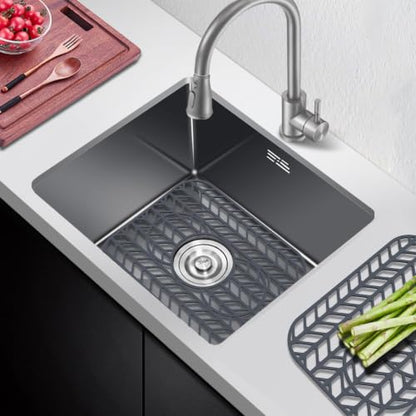 AWOKE Sink Protectors for Kitchen Sink - 13.6"x 11.6" Sink Mat - Heat-resistant Easy-clean Silicone Sink Mat - for Protection of Stainless Steel Sink with 3 Reserved Holes Pack of 2 - size: 13. x 11.6 2PCS