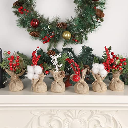winemana 6 Pcs Mini Christmas Tree Table Decorations Office Holiday Decor - size: 8in