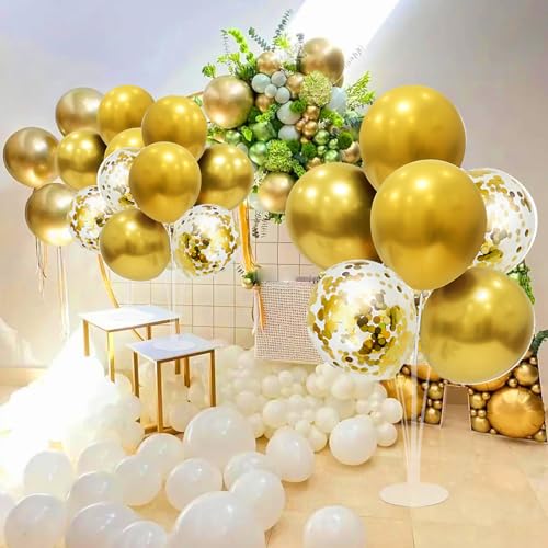 ZJDHPTY Gold Birthday Decorations, 4 Set Balloon Stand with Gold Balloons - color: Gold 4