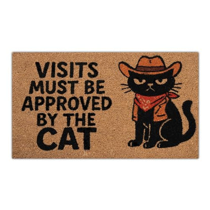 Funny Coir Door Mats Outside and Inside, Cat, 17 x 30 in - color: Cat
